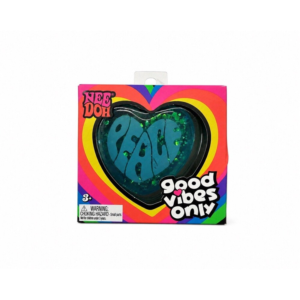 New Schylling NeeDoh Good Vibes Only Heart - Blue Peace, Authentic Fidget Toy